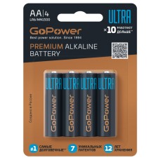 26394 Батарейка GoPower ULTRA LR6 AA BL4 ALkaline 1.5V (4/40/480)"п" в интернет-магазине Акватория, Керчь